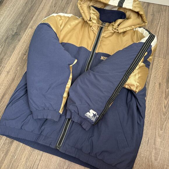 Vintage 90s University Notre Dame Jacket Large Blue Gold Starter Fighting Iris - Picture 6 of 9